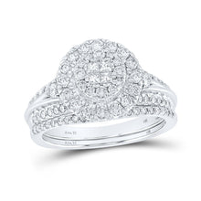 Load image into Gallery viewer, Eternal Love Princess Diamond Wedding Ring Set - Top View