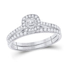 14kt White Gold Princess Diamond Bridal Wedding Ring Band Set - A Timeless Celebration of Love - Top View