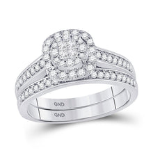 Load image into Gallery viewer, Eternal Love 14kt White Gold Princess Diamond Bridal Wedding Ring Band Set - Top View