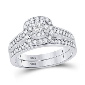 Wedding Collection | 14kt White Gold Princess Diamond Bridal Wedding Ring Band Set 1/2 Cttw | Splendid Jewellery GND