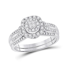 Load image into Gallery viewer, Radiant Love: 14kt White Gold Princess Diamond Bridal Wedding Ring Band Set 1/2 Cttw - Top View