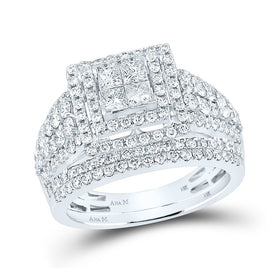 Eternal Love 2 Carat Princess Diamond Bridal Wedding Ring Band Set - Top View