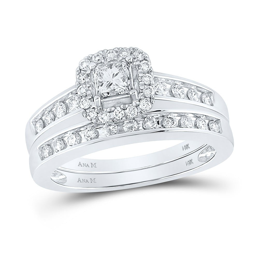 Wedding Collection | 14kt White Gold Princess Diamond Bridal Wedding Ring Band Set 3/4 Cttw | Splendid Jewellery GND