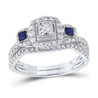 Eternal Love 14kt White Gold Princess Diamond Bridal Wedding Ring Band Set - Top View