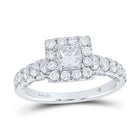 The Majestic Brilliance 14kt White Gold Princess Diamond Halo Bridal Wedding Engagement Ring 1-1/2 Cttw - Top View