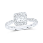 Captivating Princess Diamond Halo White Gold Bridal Wedding Ring - Top View