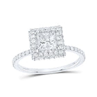 14kt White Gold Princess Diamond Halo Bridal Wedding Engagement Ring - Enchanting Elegance - Top View