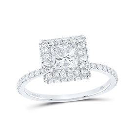14kt White Gold Princess Diamond Halo Bridal Wedding Engagement Ring - Enchanting Elegance - Top View