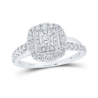 Radiant Elegance: 14kt White Gold Princess Diamond Halo Bridal Wedding Engagement Ring 3/4 Cttw - Top View