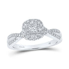 Princess Sparkle: 14kt White Gold Diamond Halo Bridal Wedding Engagement Ring - Top View