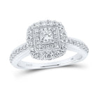 Radiant Love: 14kt White Gold Princess Diamond Halo Bridal Wedding Engagement Ring 5/8 Cttw - Top View