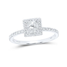 Load image into Gallery viewer, Eternal Love 14kt White Gold Princess Diamond Halo Bridal Wedding Engagement Ring - Top View