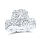 14kt White Gold Princess Diamond Halo Bridal Wedding Ring Band Set - Enchanting Love - Top View