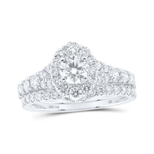 Load image into Gallery viewer, 14kt White Gold Princess Diamond Halo Bridal Wedding Ring Band Set 1-1/2 Cttw - Top View