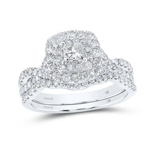 Load image into Gallery viewer, Eternal Love Diamond and Sapphire Halo Bridal Wedding Ring Set - Top View