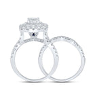Enchanting Princess Diamond Halo Wedding Ring Set in 14kt White Gold - Side View
