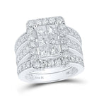 Captivating Halo Brilliance 14kt White Gold Princess Diamond Bridal Set - Top View