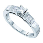 14kt White Gold Princess Diamond Solitaire Bridal Wedding Engagement Ring 1/2 Cttw - Top View