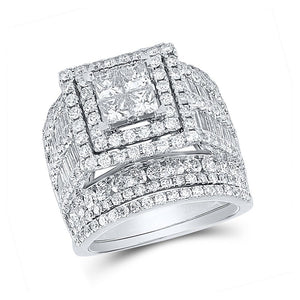 Wedding Collection | 14kt White Gold Princess Diamond Square Bridal Wedding Ring Band Set 4 Cttw | Splendid Jewellery GND