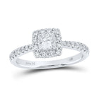 14kt White Gold Princess Diamond Square Halo Bridal Wedding Engagement Ring 7/8 Cttw - Top View