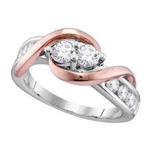 Load image into Gallery viewer, Eternal Love 14kt White Gold Round Diamond 2-stone Bridal Wedding Engagement Ring 3/4 Cttw - Top View