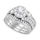 Exquisite Brilliance: 14kt White Gold Round Diamond 3-Piece Bridal Wedding Ring Band Set - Top View