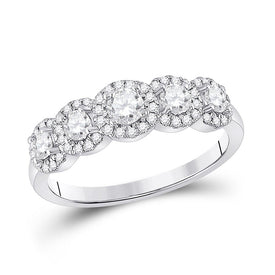 Eternal Love 14kt White Gold Round Diamond 5-stone Bridal Wedding Engagement Ring - Top View