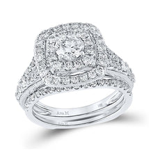 Load image into Gallery viewer, 14kt White Gold Radiant Brilliance Wedding Ring Band Set - Top View