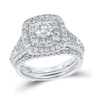 14kt White Gold Radiant Brilliance Wedding Ring Band Set - Top View
