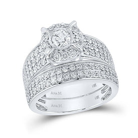 Eternal Love Diamond Wedding Ring Band Set - Top View