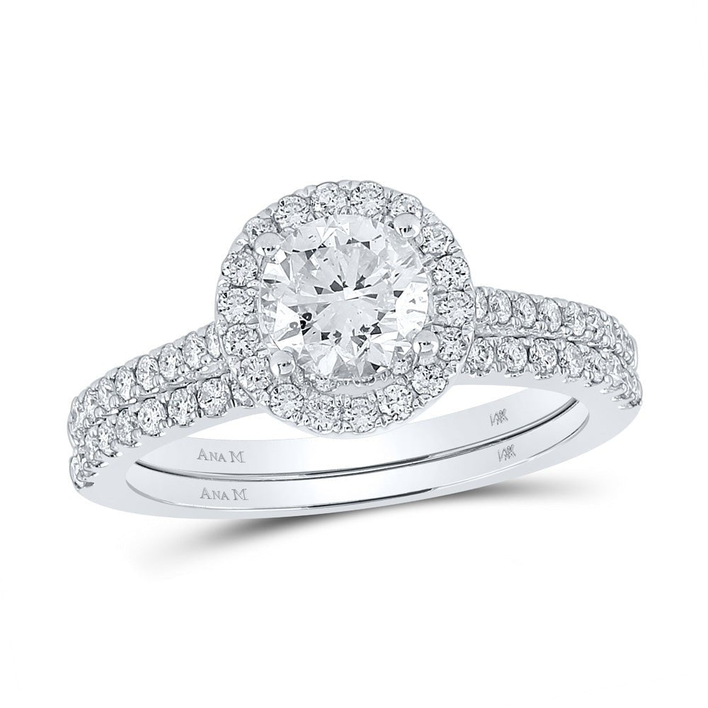 Wedding Collection | 14kt White Gold Round Diamond Bridal Wedding Ring Band Set 1-1/2 Cttw | Splendid Jewellery GND