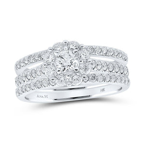 Wedding Collection | 14kt White Gold Round Diamond Bridal Wedding Ring Band Set 1-1/4 Cttw | Splendid Jewellery GND