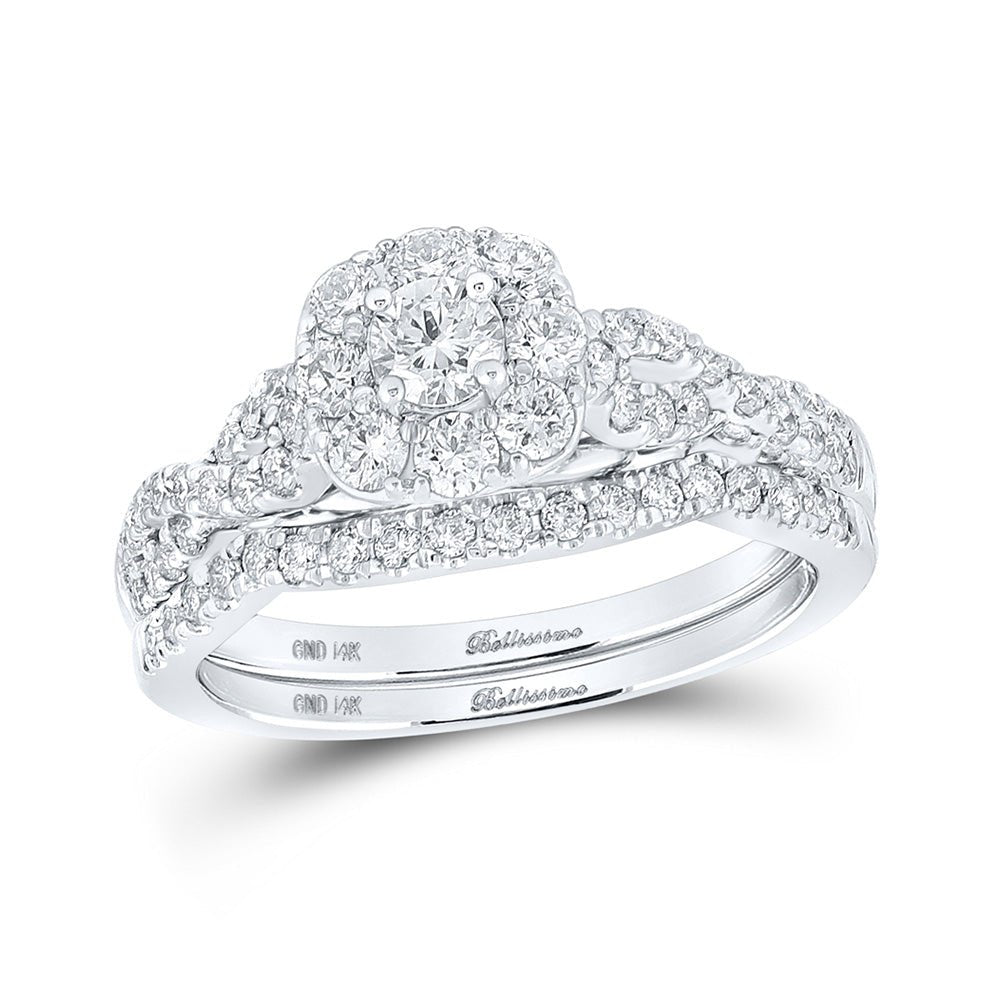 Wedding Collection | 14kt White Gold Round Diamond Bridal Wedding Ring Band Set 1 Cttw | Splendid Jewellery GND