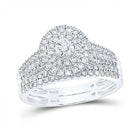 Eternal Love 14kt White Gold Diamond Halo Bridal Wedding Ring Set - Top View