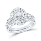 Sparkling Love: 14kt White Gold Round Diamond Bridal Wedding Ring Band Set 1 Cttw - Top View