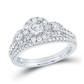 Eternal Love 1 Carat Round Diamond Wedding Ring Set in 14kt White Gold - Top View