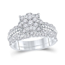 Load image into Gallery viewer, Eternal Love 14kt White Gold Round Diamond Bridal Wedding Ring Band Set - Top View