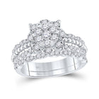 Eternal Love 14kt White Gold Round Diamond Bridal Wedding Ring Band Set - Top View