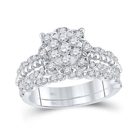 Eternal Love 14kt White Gold Round Diamond Bridal Wedding Ring Band Set - Top View