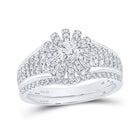 14kt White Gold Radiant Love Diamond Bridal Wedding Ring Set - Top View