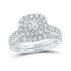 Eternal Love 14kt White Gold Diamond and Sapphire Wedding Ring Set - Top View