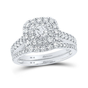 Wedding Collection | 14kt White Gold Round Diamond Bridal Wedding Ring Band Set 1 Cttw | Splendid Jewellery GND