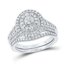 Load image into Gallery viewer, Radiant Love: 14kt White Gold Diamond Bridal Wedding Ring Band Set - Top View