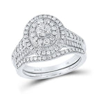 Radiant Love: 14kt White Gold Diamond Bridal Wedding Ring Band Set - Top View