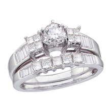 Load image into Gallery viewer, Eternal Love 14kt White Gold Diamond Wedding Ring Band Set - Top View