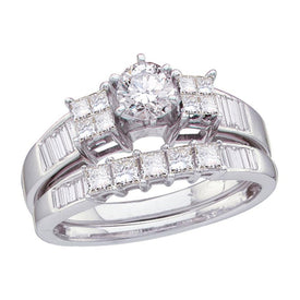 Eternal Love 14kt White Gold Diamond Wedding Ring Band Set - Top View
