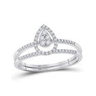 Eternal Brilliance: 14kt White Gold Round Diamond Bridal Wedding Ring Band Set 1/5 Cttw - Top View