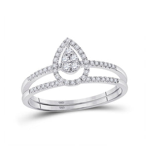 Wedding Collection | 14kt White Gold Round Diamond Bridal Wedding Ring Band Set 1/5 Cttw | Splendid Jewellery GND
