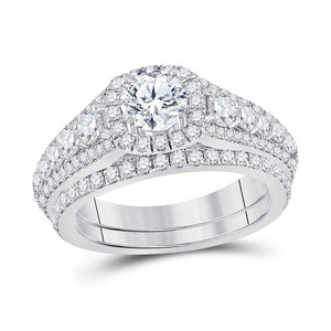 Wedding Collection | 14kt White Gold Round Diamond Bridal Wedding Ring Band Set 2-1/3 Cttw | Splendid Jewellery GND