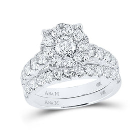 Eternal Love 14kt White Gold Diamond Bridal Wedding Ring Band Set - Top View